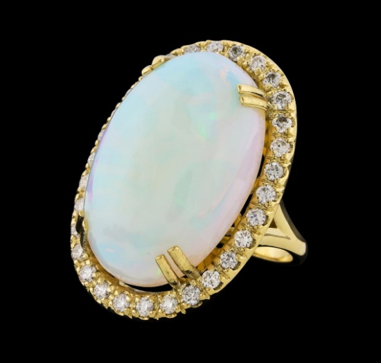 23.60 ctw Opal and Diamond Ring - 14KT Yellow Gold