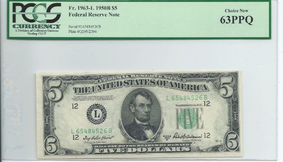 1950B $5 Federal Reserve Note