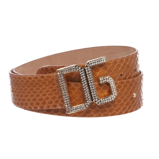 Dolce & Gabbana Brown Snakeskin Rhinestone Buckle Belt