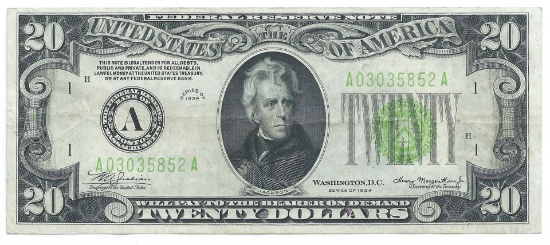 1934 $20 Federal Reserve Note - Boston