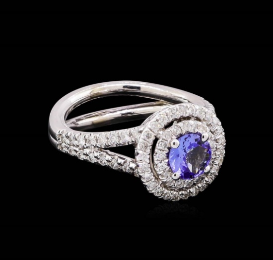 14KT White Gold 1.24 ctw Tanzanite and Diamond Ring