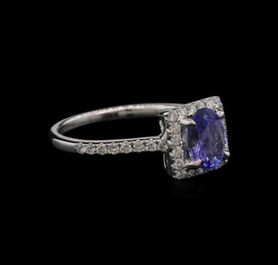 0.78 ctw Tanzanite and Diamond Ring - 14KT White Gold