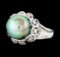 Pearl and Diamond Ring - 14KT White Gold