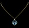 20.00 ctw Blue Topaz and Diamond Necklace - 18KT Yellow Gold