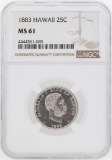 1883 Kingdom of Hawaii Quarter Coin NGC MS61
