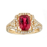 1.72 ctw Rubellite and Diamond Ring - 14KT Yellow Gold
