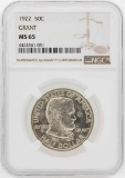 1922 Grant Memorial Commemorative Half Dollar Coin NGC MS65