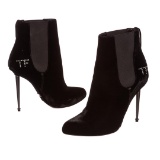 Tom Ford Black Velvet Spiked Boots Heels Shoes 39.5