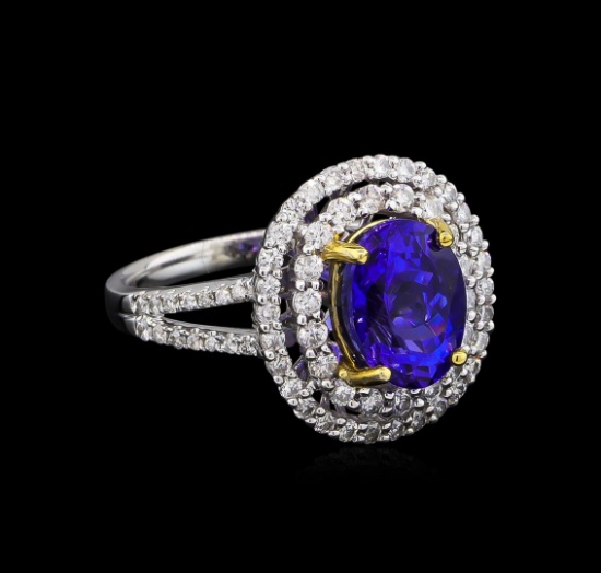 14KT White and Yellow Gold 3.20 ctw Tanzanite and Diamond Ring