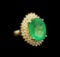 GIA Cert 11.91 ctw Emerald and Diamond Ring - 14KT Yellow Gold