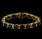42.04 ctw Blue Sapphire and Diamond Bracelet - 14KT Yellow Gold
