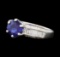 2.08 ctw Blue Sapphire and Diamond Ring - Platinum