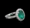 14KT White Gold 3.45 ctw Emerald and Diamond Ring