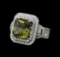 9.71 ctw Yellow Sapphire and Diamond Ring - 14KT White Gold
