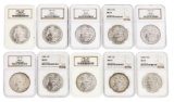 Lot of (10) Assorted $1 Morgan Silver Dollar Coins NGC MS63