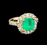 3.10 ctw Emerald and Diamond Ring - 14KT Yellow Gold