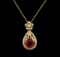 14KT Yellow Gold 5.06 ctw Ruby and Diamond Pendant With Chain