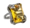 32.00 ctw Citrine And Diamond Ring - 18KT Black Rhodium Gold