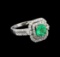 14KT White Gold 1.24 ctw Emerald and Diamond Ring