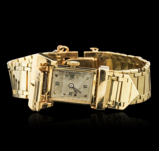 Ladies 14KT Yellow Gold Hidden Dial Vintage Wristwatch