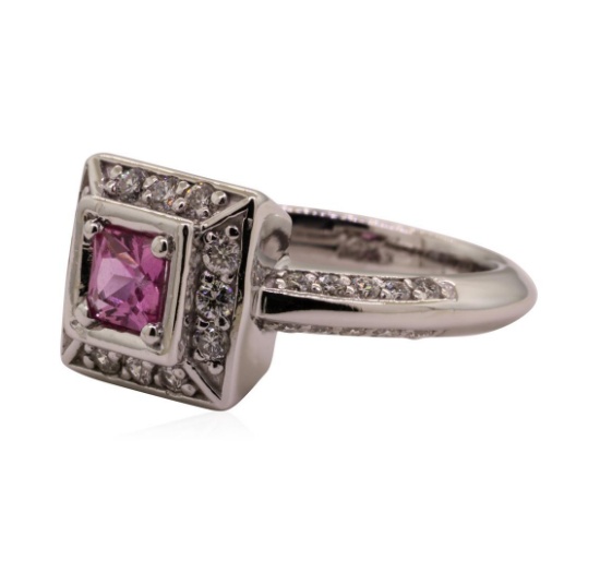 0.79 ctw Pink Sapphire and Diamond Ring - 14KT White Gold