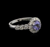 1.33 ctw Tanzanite and Diamond Ring - 14KT White Gold