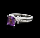 14KT White Gold 3.00 ctw Amethyst and Diamond Ring