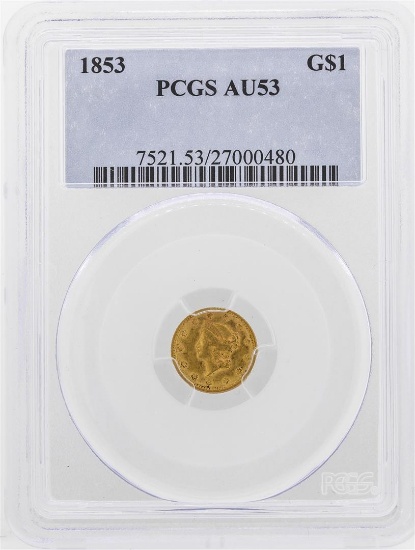 1851 $1 Liberty Head Gold Dollar Coin PCGS AU53