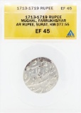 1713-1719 Rupee Mughal Farrukhsiyar AR Surat Coin ANACS EF45