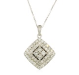 0.35 ctw Diamond Pendant With Chain - 14KT White Gold