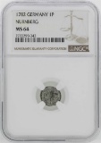 1782 Germany Nurnberg Pfennig Coin NGC MS64