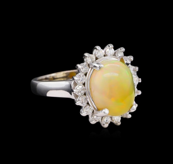 3.07 ctw Opal and Diamond Ring - 14KT White Gold