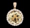 23.21 ctw Lemon Quartz and Diamond Pendant - 14KT Rose Gold