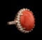 14KT Rose Gold 11.16 ctw Pink Coral and Diamond Ring