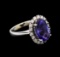 4.05 ctw Tanzanite and Diamond Ring - 14KT White Gold