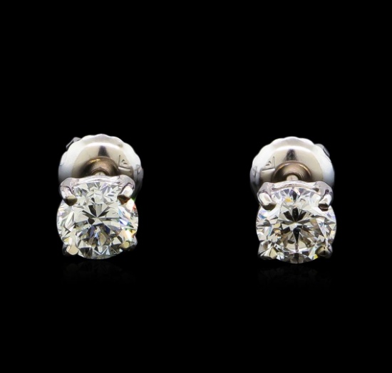 1.06 ctw Diamond Stud Earrings - 14KT White Gold