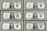 Lot of (6) 1935E $1 Silver Certificate Notes