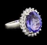 7.50 ctw Tanzanite and Diamond Ring - 14KT White Gold