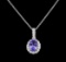 2.30 ctw Tanzanite and Diamond Pendant With Chain - 14KT White Gold