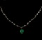3.82 ctw Emerald and Diamond Pendant With Chain - 14KT White Gold