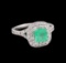 0.92 ctw Emerald and Diamond Ring - 14KT White Gold