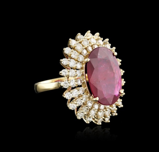 14KT Yellow Gold 19.11 ctw Ruby and Diamond Ring