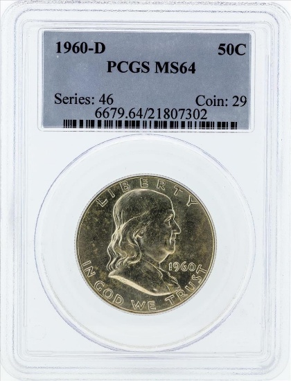 1960-D Franklin Silver Half Dollar Coin NGC MS64