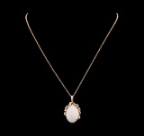 19.56 ctw Opal and Diamond Pendant With Chain - 14KT Rose Gold