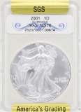 2001 $1 American Silver Eagle Coin SGS MS70