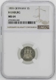 1855 Germany Hamburg Schilling Coin NGC MS64