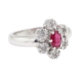 1.04 ctw Colored Stone And Diamond Ring - 14KT White Gold