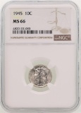 1945 Mercury Dime Coin NGC MS66