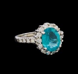 2.52 ctw Apatite and Diamond Ring - 14KT White Gold