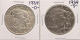 Lot of 1934-S & 1934-S $1 Peace Silver Dollar Coins
